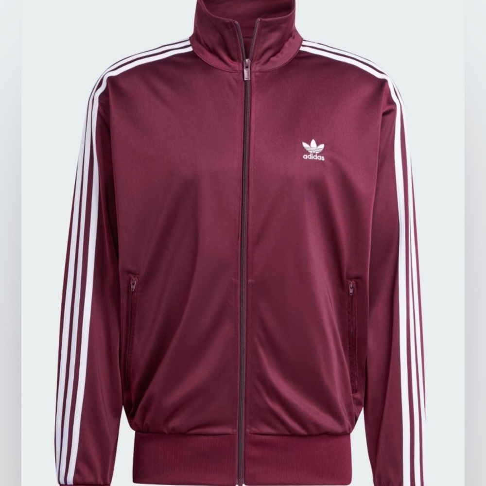 Burgundy Adidas Jacket Double Zipper 3 STRIPES Vintage Embroidered logo XXL